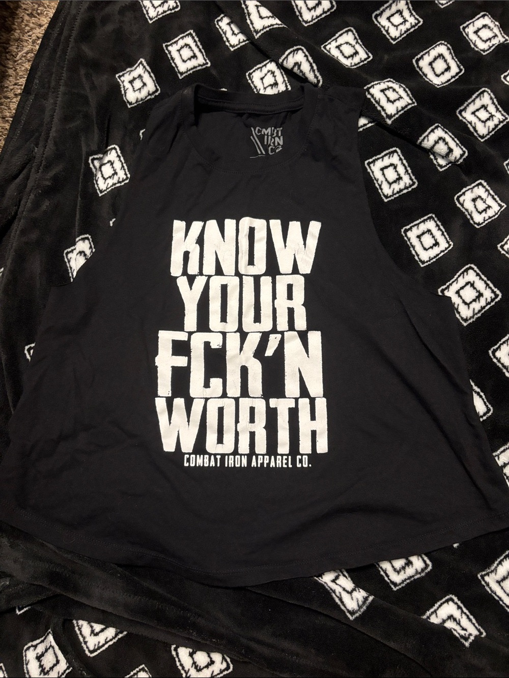 MBT Black Tank with White Statement Text
